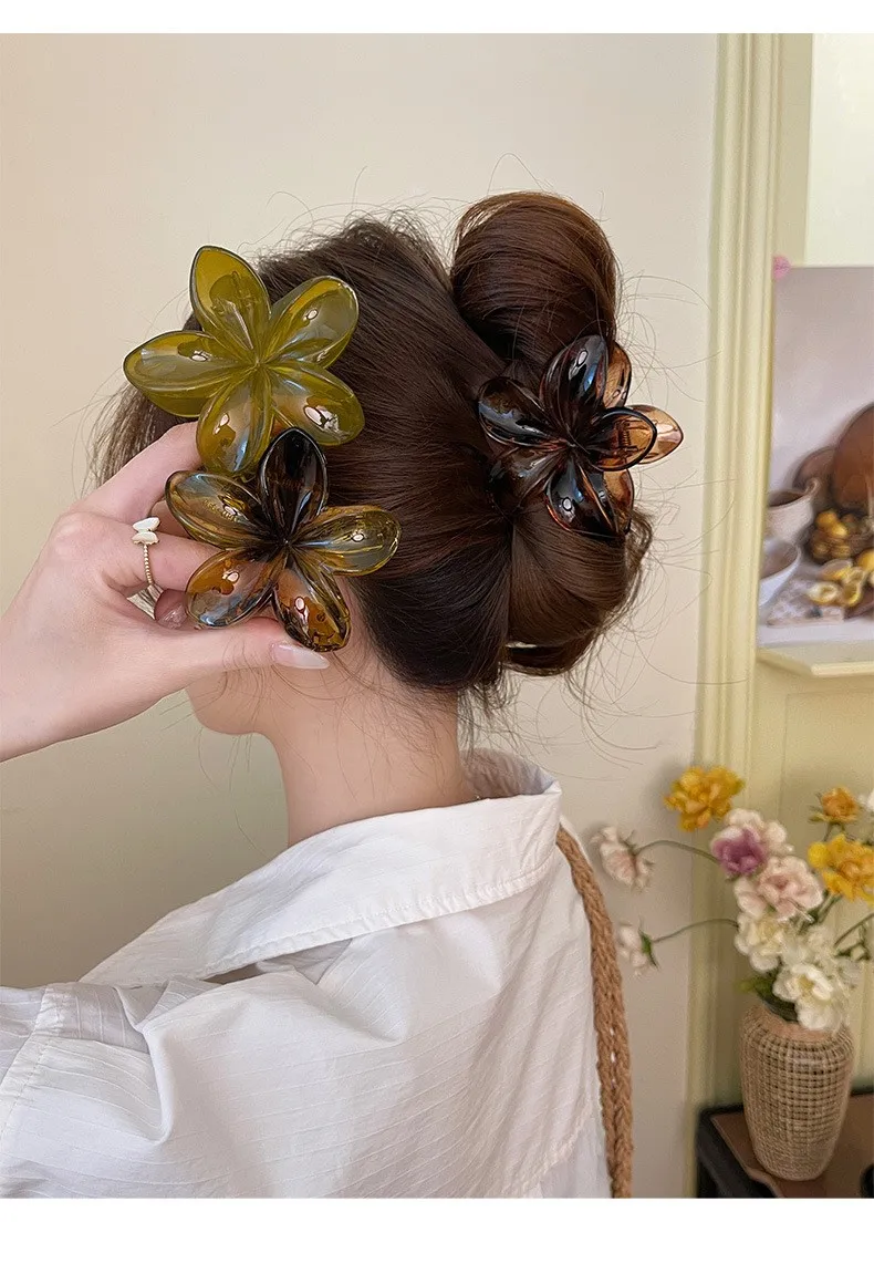 Kwiatowe duże spinki do włosów krabowe spinki do włosów kobiety dziewczęta uchwyt na kucyk duże spinki do włosów spinki do włosów akcesoria do włosów moda — zdjęcie 4