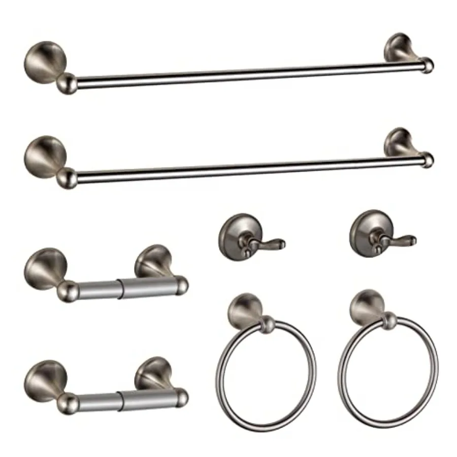 

Bathroom Hardware Set Adjustable Expandable Bath Towel Bars Bathroom Accessory Set Towel Racks 8-Pieces Wall Mount