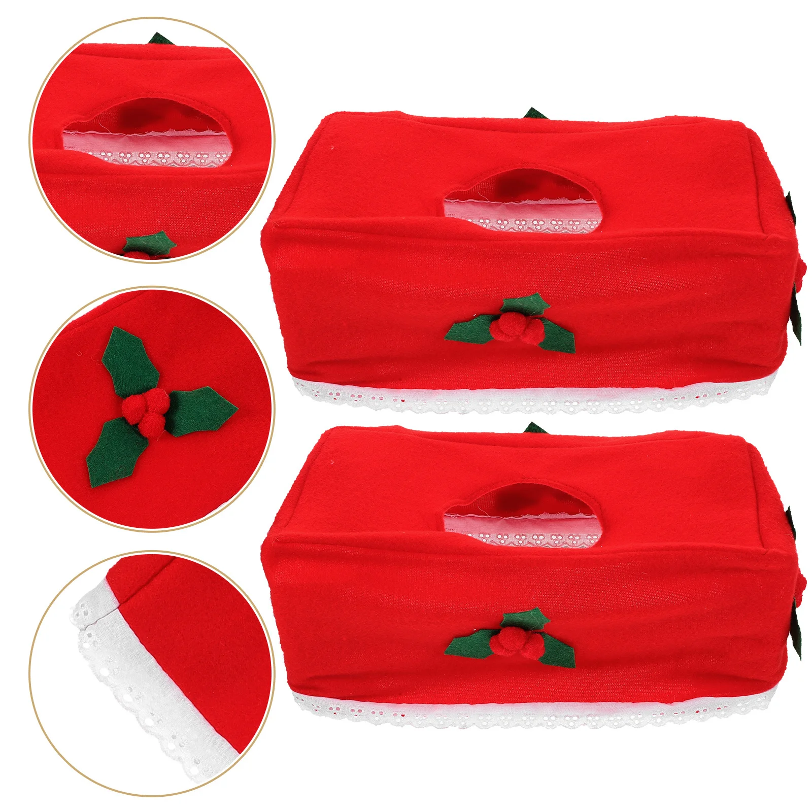 

2Pcs Christmas Fabric Napkin Boxes Folding Paper Towel Holders Convenient Storage Decorative Tissue Boxes Xmas Party Napkin