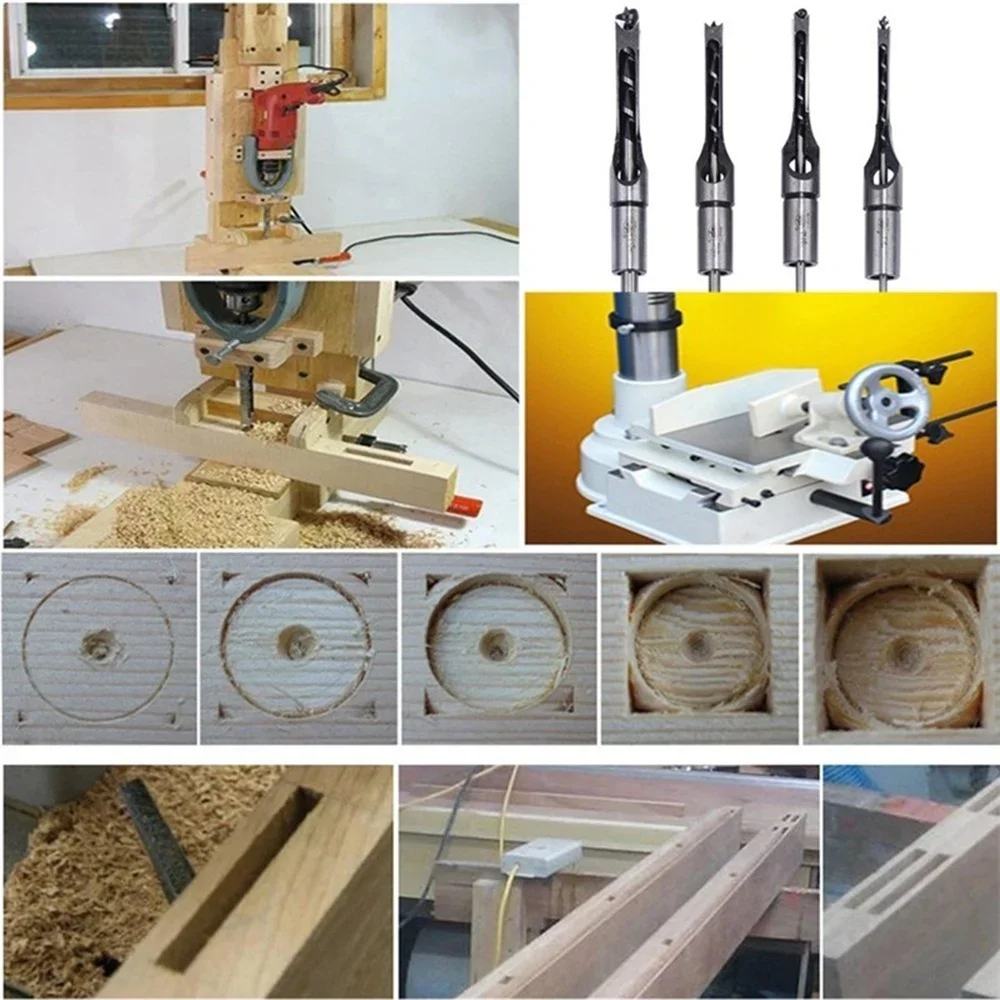 British System Woodworking Square Hole Drill DIY Woodworking Square Hole Tenon Machine Drill Bit Electric Tool Accessories