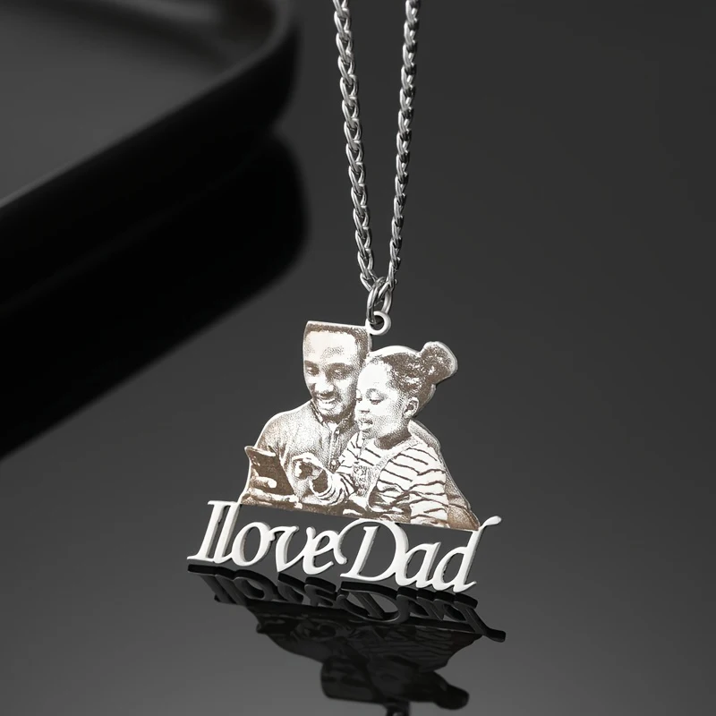 Customized Stainless Steel The Best Brother Photo Necklace Gold Cuban Chain Personalized Pendant With Text Birthday Party Gift