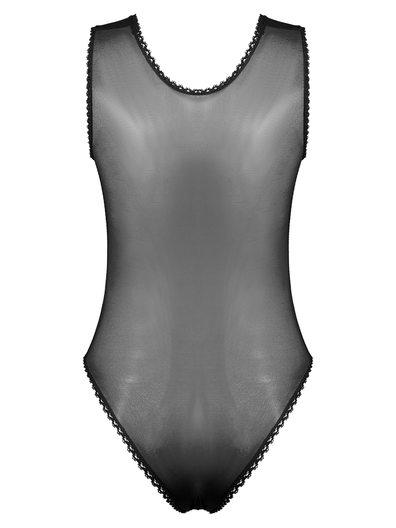 Womens See Through Sheer Unlined Swimsuit One Piece Sleeveless High Cut Thong Leotard Bodysuit Brazilian Swimwear Bathing Suit