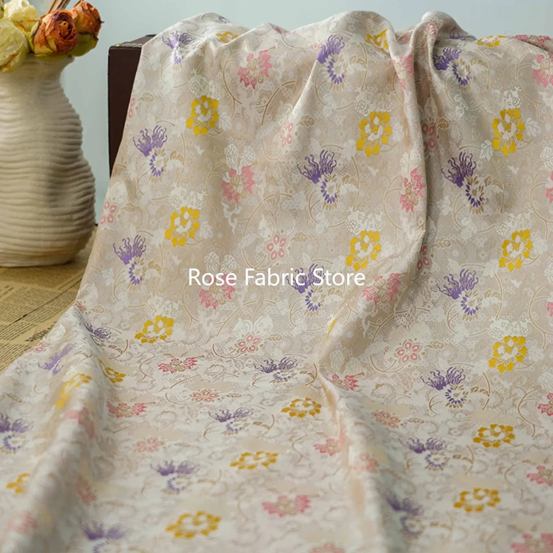 1 meter Chinese Style Classic Yarn Dyed Jacquard Fabric Retro Vest Women's Dress Decorative Sewing Fabric