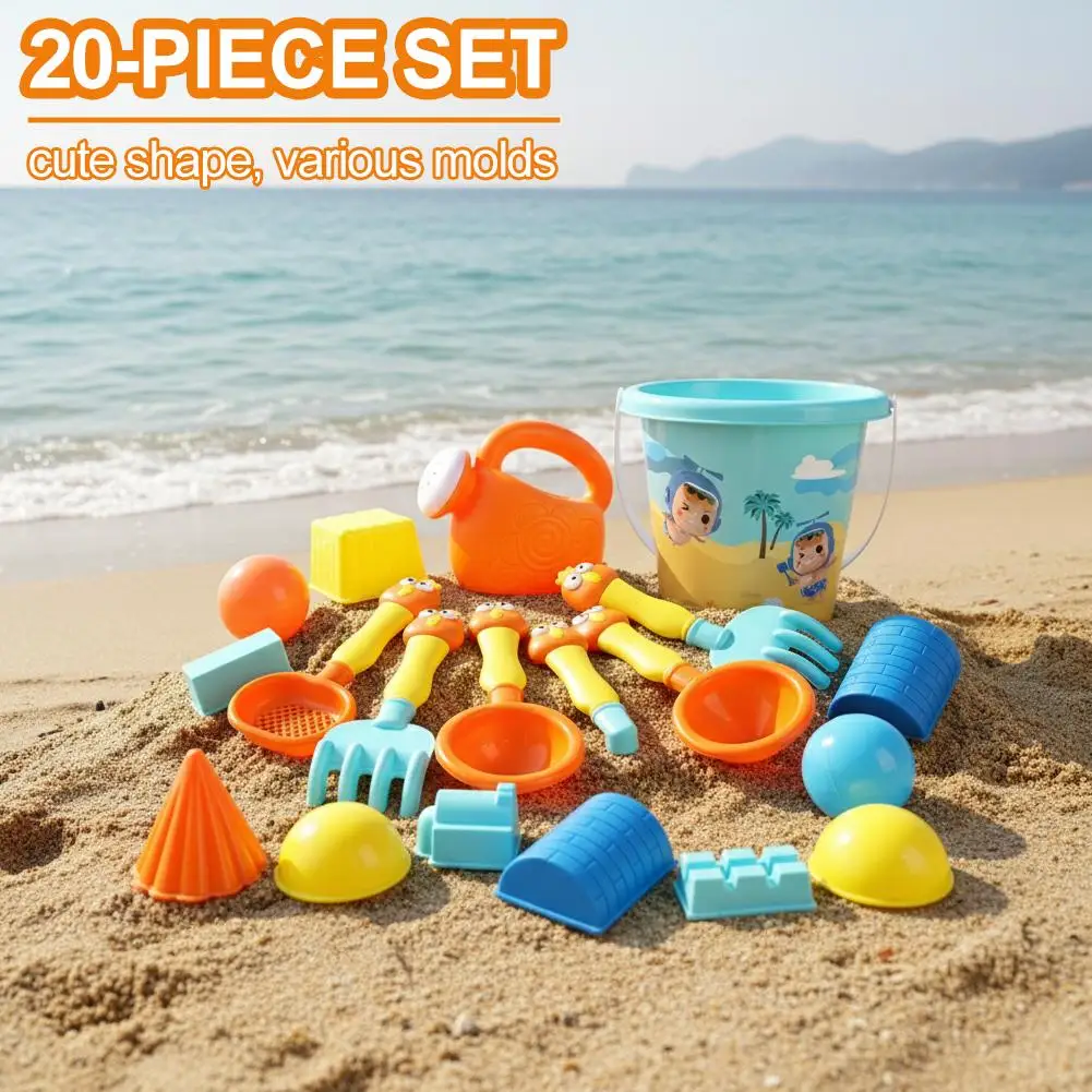 20PCS Kids Beach Sand Toys Set Colorful Shovels Rakes Molds & Bucket Outdoor Gift for Toddlers & Preschoolers Sand Water Play