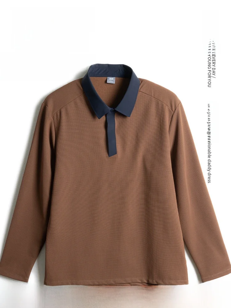 

Loose Long Sve T-irt for Dad Autumn Faion Casual Polyester Fiber Breathable irt for Middle-Aged And ly