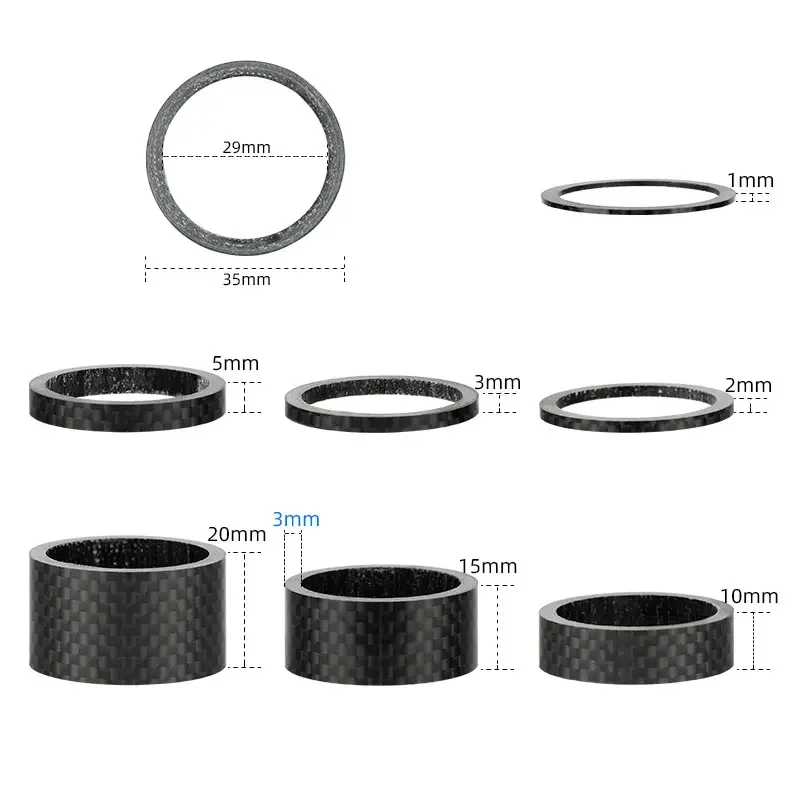 28.6mm Matte Carbon Fiber Spacers for 1-1/8\