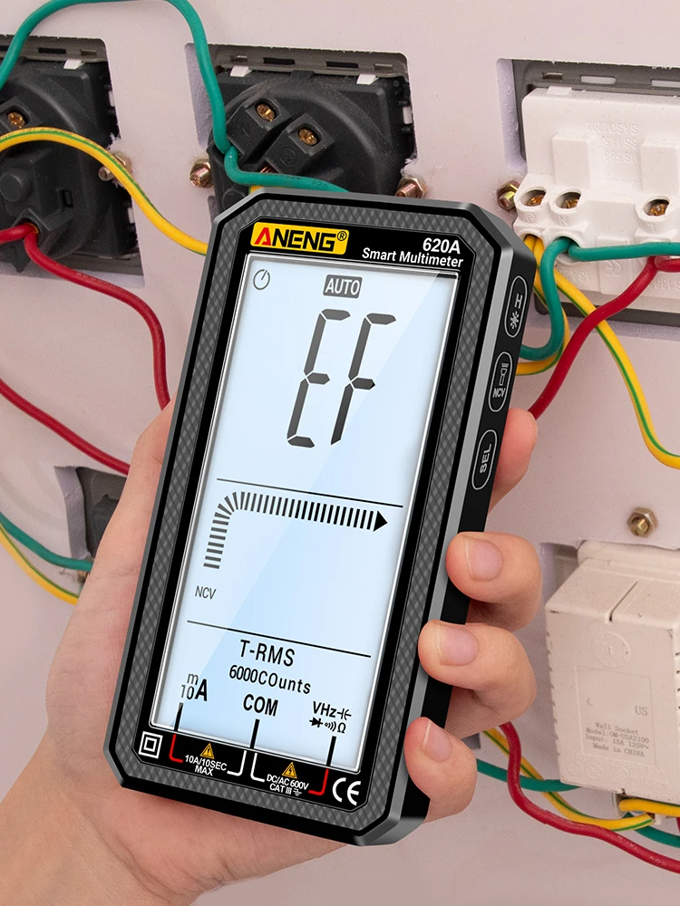 ANENG 620A Digitales Multimeter 6000 Zählungen Automatische Bereichswahl AC/DC Spannung Strom Widerstand Kapazität Frequenz Temperatur Tester NCV Null- und Phasenleitererkennung Datenhaltefunktion