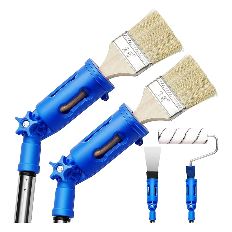 

2Pc Paint Brush Extender For Walls Extension Pole Attachments Roller Scraper Paint Brush Holder For Ceilings Trim Corner