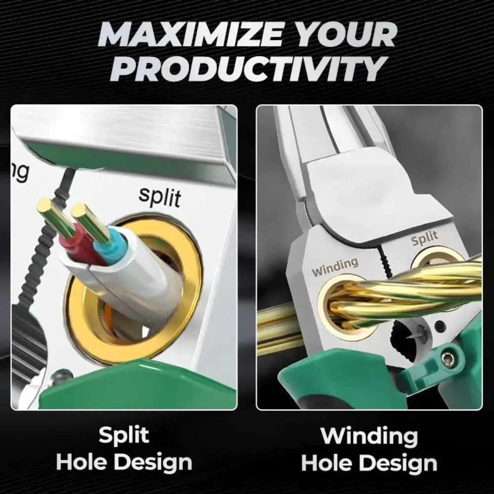 8 in 1 Insulation Wire Stripping Pliers Wire Stripping Green Handle Electrician Pliers Multifunction Electric Repair