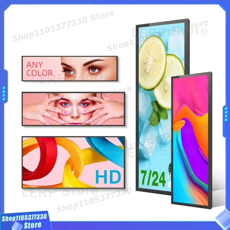 18 23.1 28 Inch Android Advertising Screen Stretch Bar LCD Display Digital Signage Monitor For Retail Store Commercial Use