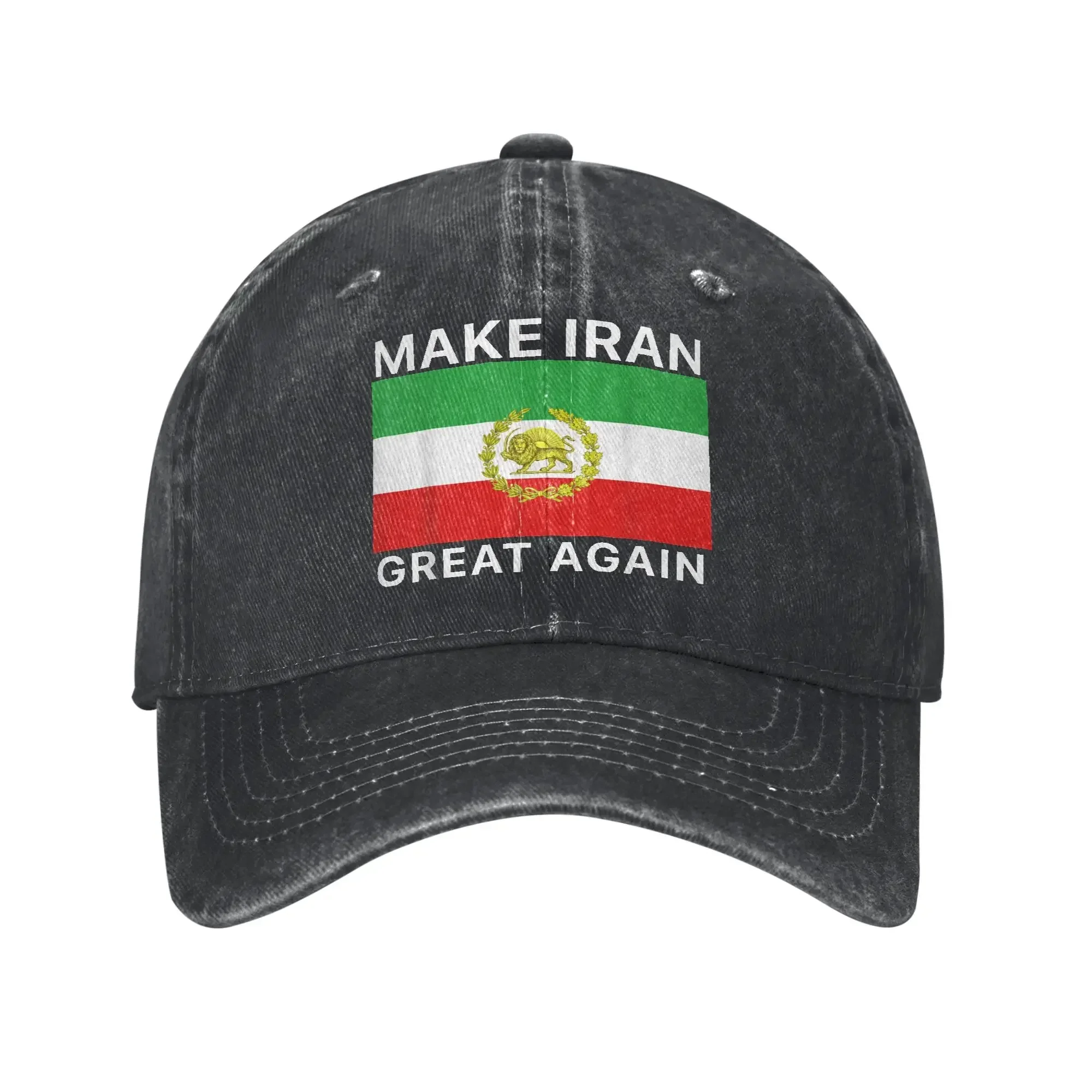 Summer Make Iran Great Again Lion Map Baseball Cap Sun Sunscreen Washed Trucker Hat Unisex-Teens Hiking Fishing Baseball Caps