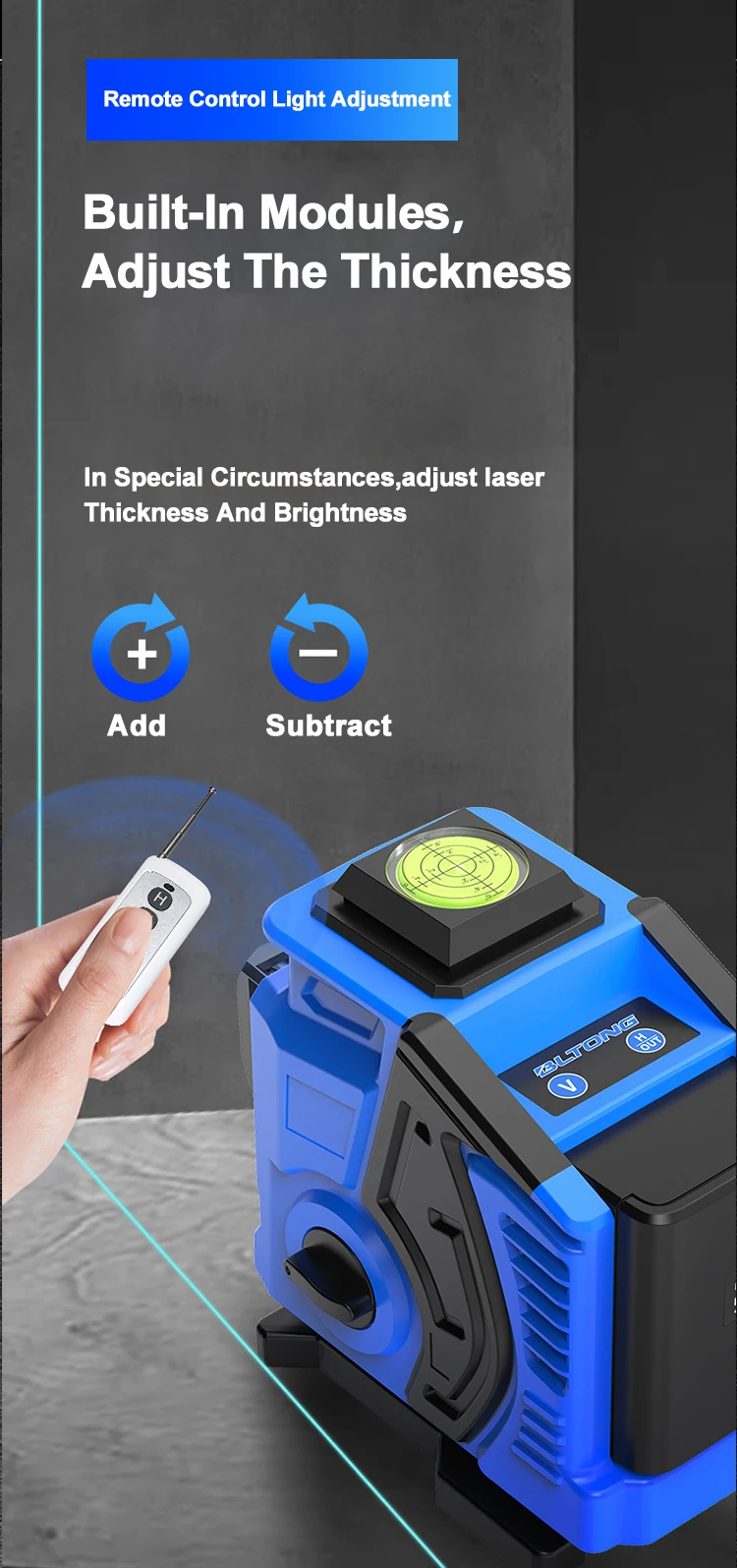Imagem -02 - Auto-nivelamento Laser Nivelador Máquina Máquina 4d Omnidirectional Nivelamento Ferramenta Brilho Ajustável Piso e Adesivos de Parede