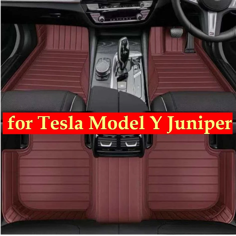 

Custom Car Floor Mats For Tesla Model Y Juniper 2025 2026 All Weather Interior Accessories Auto leather Carpet Trunk cushion