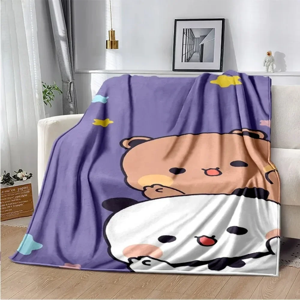 Cartoon Print Bear and Pa Blanket Cute Bubu  Dudu Series  Warm Flannel Soft Comfortable Home Bed，150x220cm