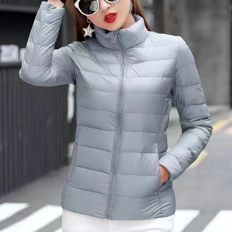 2024New Fashion Female Cold Jacket Women Winter Light White Duck Down Jacket Slim Puffer Jacket Portable Windproof Down Coat Top