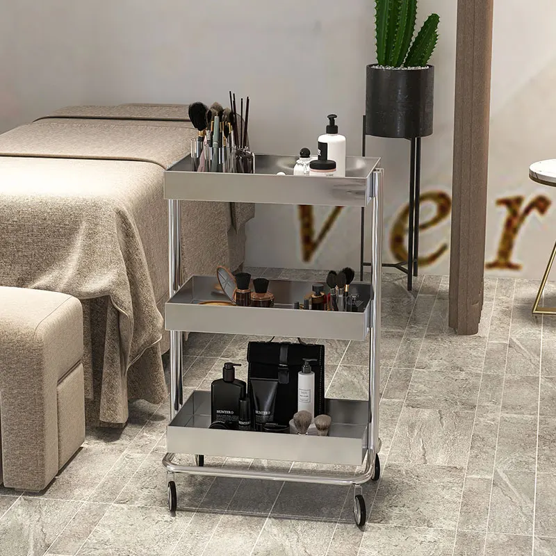 

Light Luxury Beauty Cart Three-layers Iron Storage Rack High-end Storage Cart for Beauty Salons Practical Hair Salon Organizer