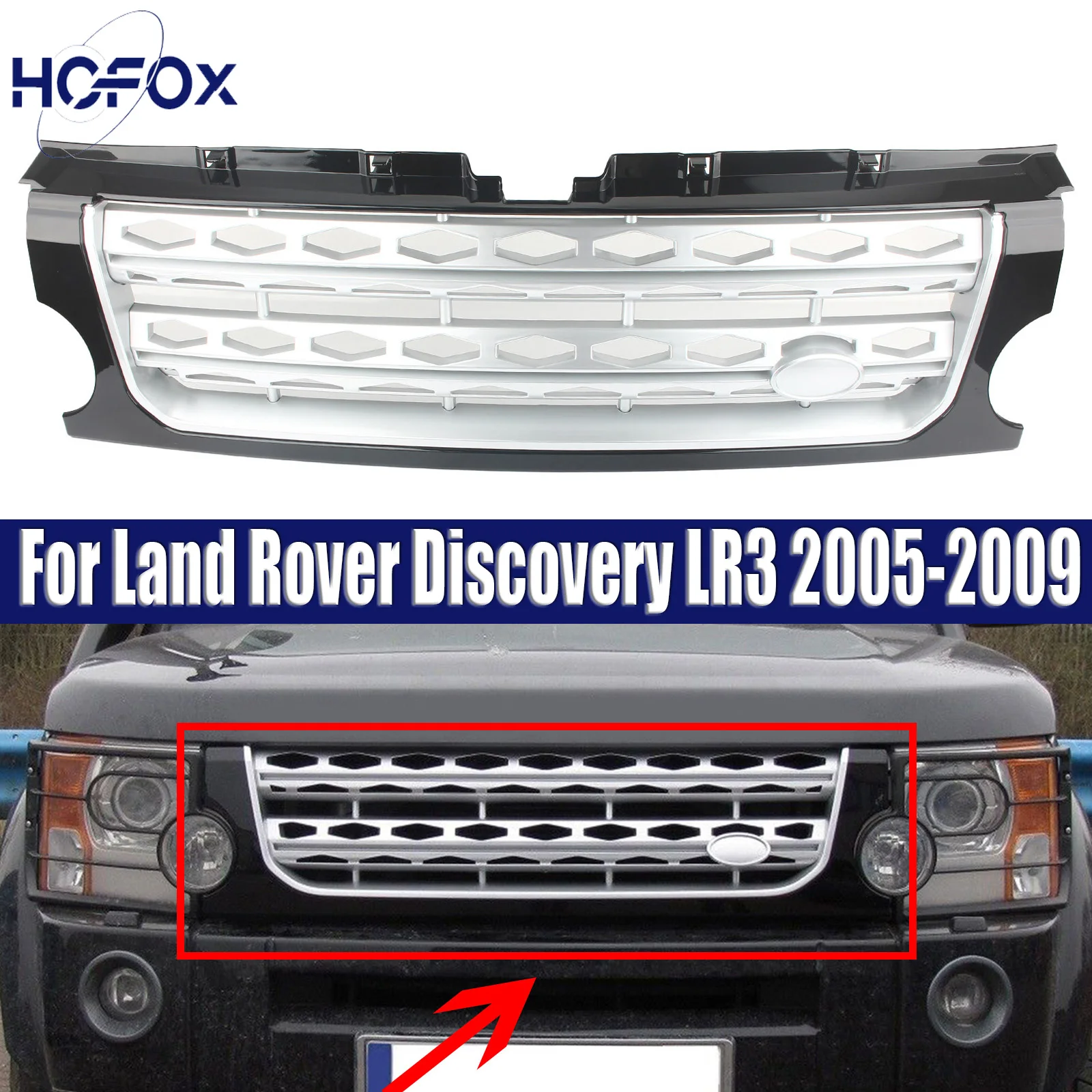 

For Land Rover Discovery LR3 2005-2009 ABS Grille Front Bumper Mesh Grille Car Accessories