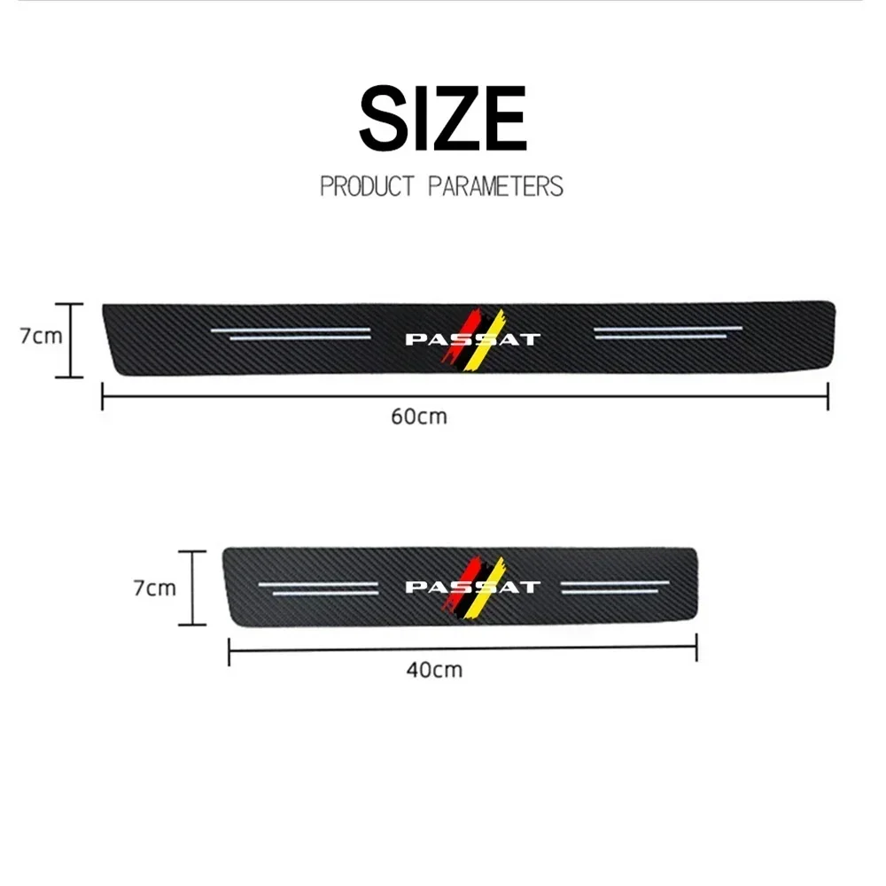 Car Threshold Stickers Carbon Fiber Protect Film for Volkswagen VW Passat Door Sill Bumper Strips Scuff Plate Decals Accessories