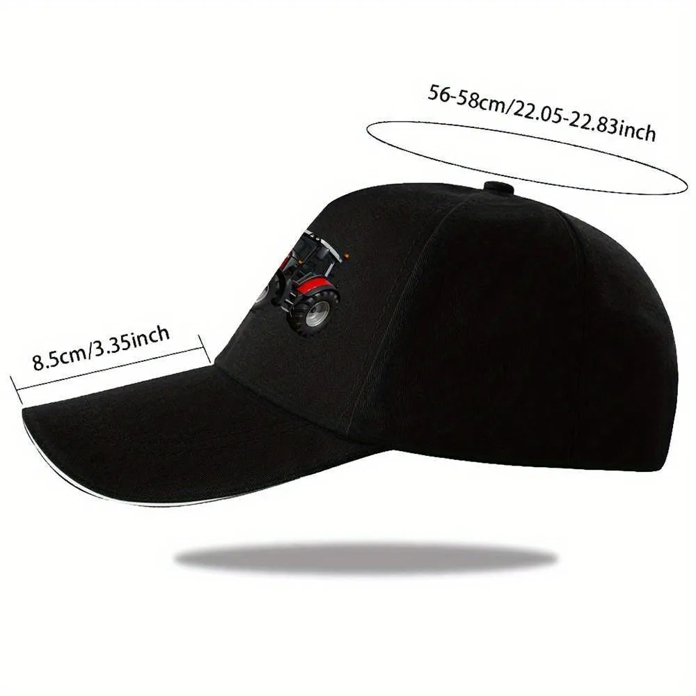 Red Tractor Graphic Baseball Cap Unisex Polyester Outdoor Adjustable Farming Hat Gift