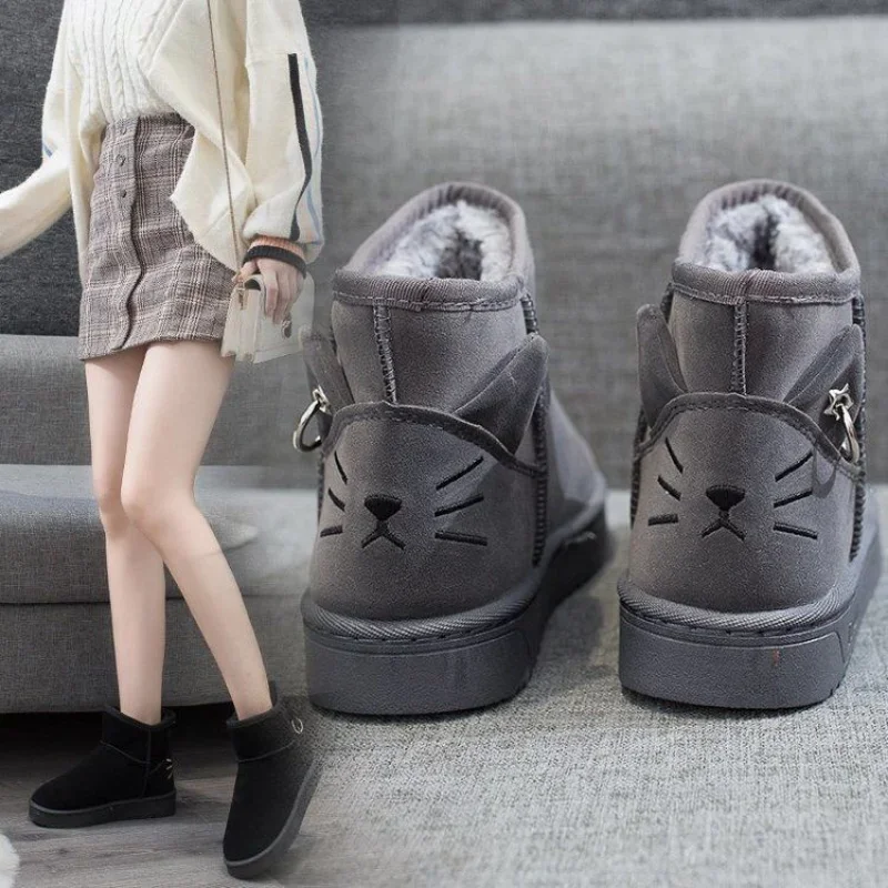 Furry Snow Boots Woman Flat Warm Female Shoes Elastic Boot Chunky Footwear Shoe Padded on Sale Winter 2025 Booties Platform Hot
