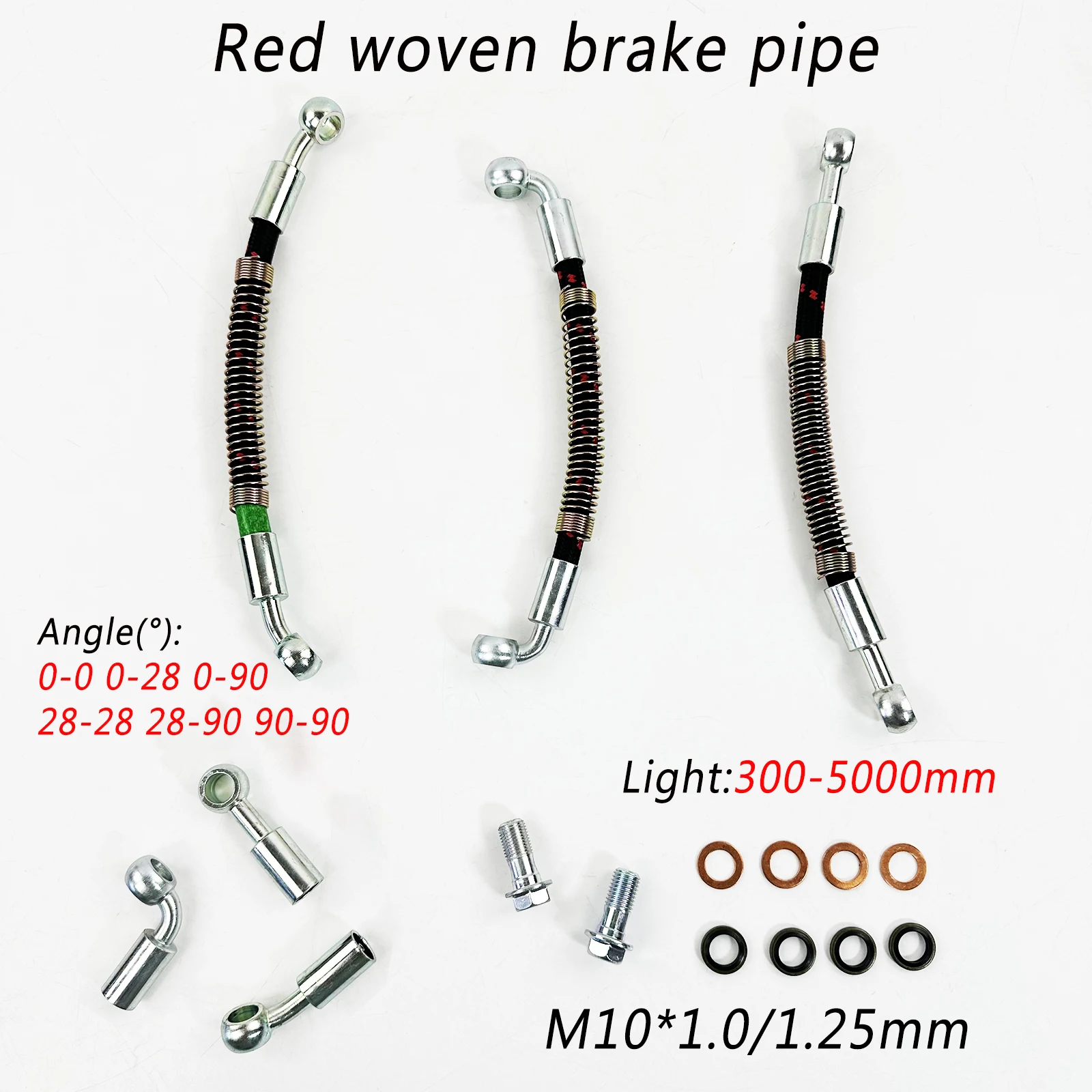 

300-5000mm PA12 M10*1/1.25 Braided Brake Hose Kit 3.2mm Blue Hydraulic Line 0°/28°/90° Modified accessories for Motorcycle