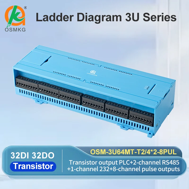 Oshangming 32 entradas 32 Transistor PLC analógico 8 pulsos RS485 RS232 Lan diagrama de escalera controlador PLC Modbus Rtu/TCP