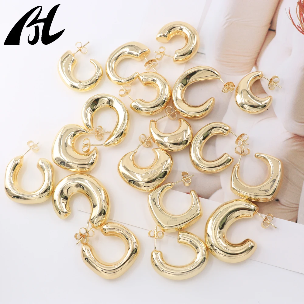 Pendientes de aro de acero inoxidable resistentes a las alergias, aretes de lujo, Color dorado, regalos de joyería de moda