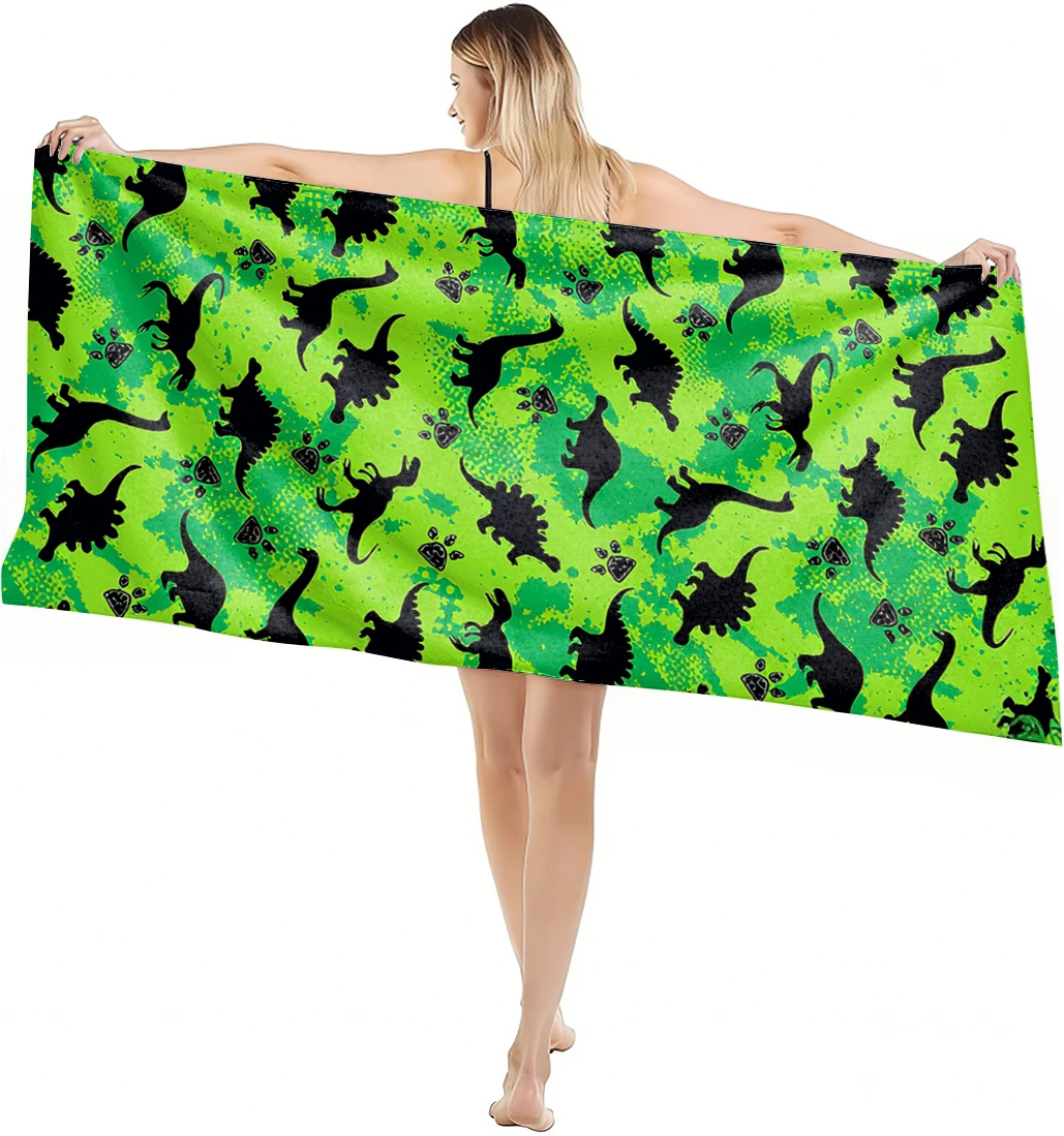 1PC Towel Cute Dinosaur silhouette art pattern Perfect gifts Quick-Dry Beach Towel For Yoga Tourism Beach GYM Camping Swimming