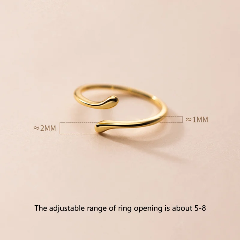 WANTME 925 Sterling Silver Simple Fashion Glossy Line Finger Ring for Women Golden Statement European Chic Jewelry Accessories