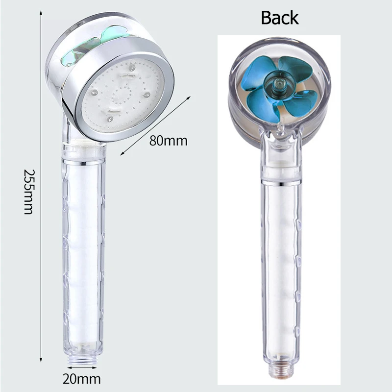 3/7 Colors Change Led Shower Filter High Pressure Turbo Propeller Pressurized Temperature Sensor Showerhead Bathroom Accessories