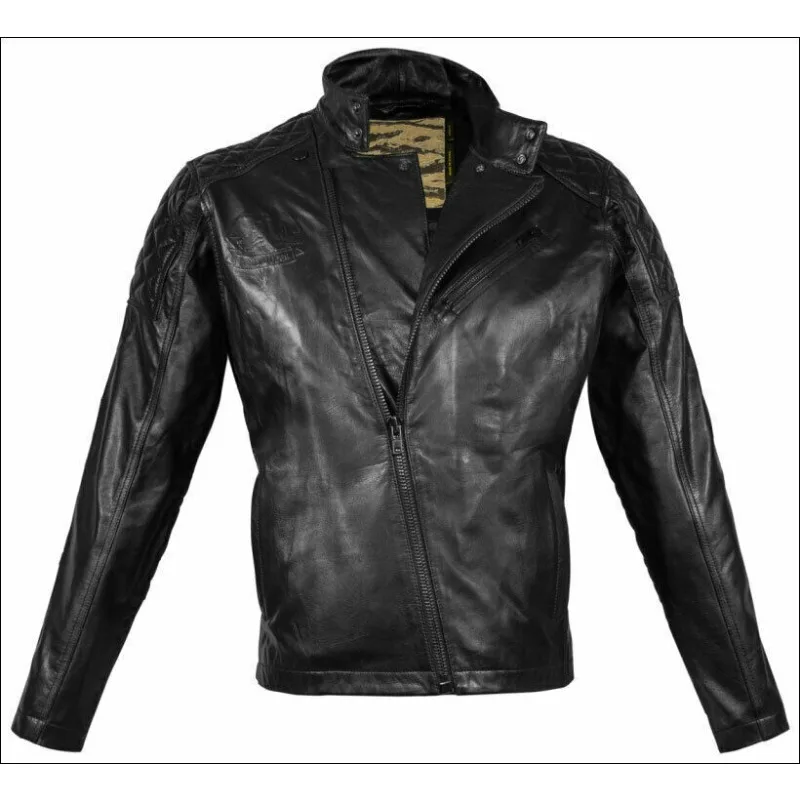 

Black Genuine Sheepskin Leather Jacket European and American Fashion Trend Men Clothing