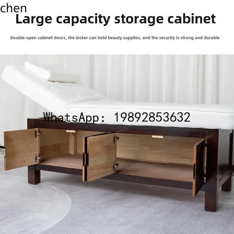 MR  solid wood beauty bed push back ear bed acupuncture pattern embroidery bed