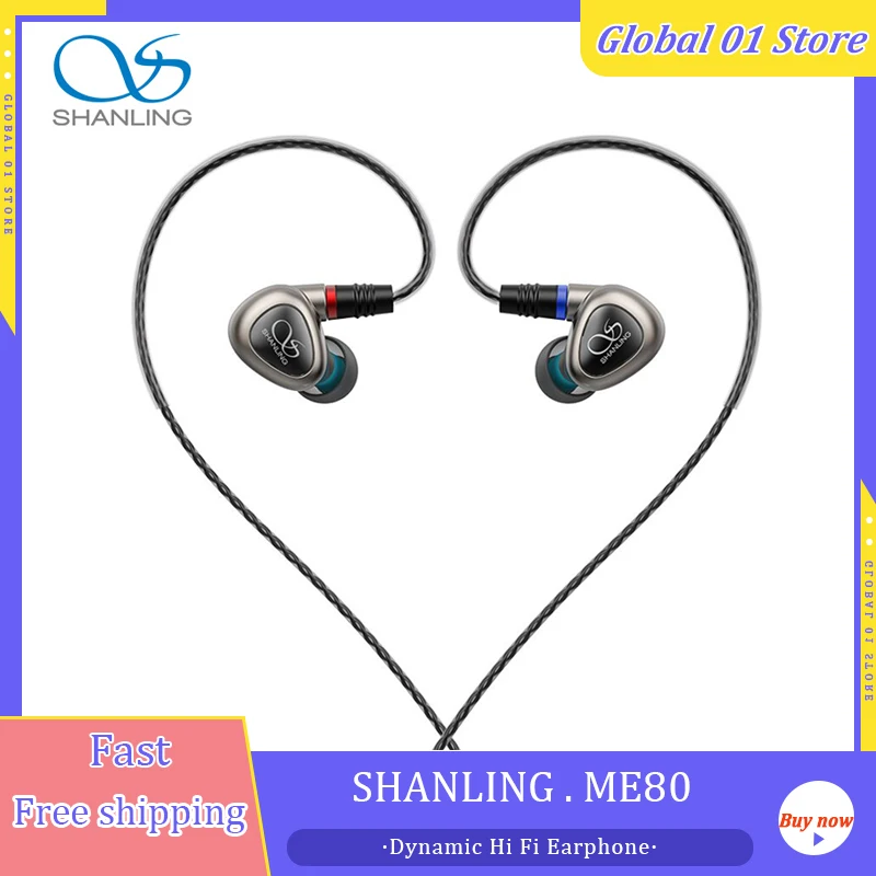 

SHANLING ME80 Hi-Res In Ear Earphone Dual Dynamic Driver Earbuds With 24 Core OFC MMCX Detachable Cable Aluminnium Alloy Shell