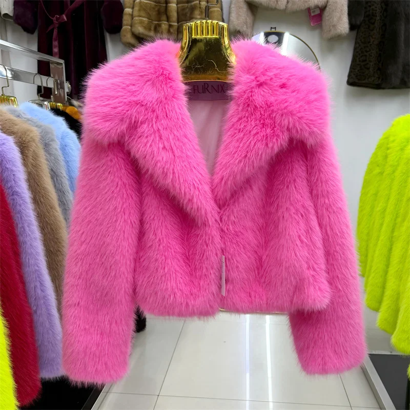 Women's Faux Fur Coat Woman Luxury Soft Thick Warm Women's Faux Fox Fur Coat Women Long Sleeve Fluffy 2026 Women's Winter Jacket