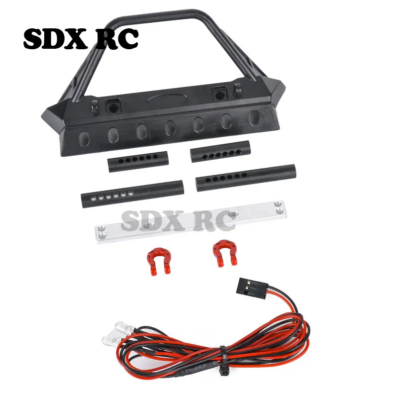 Metal Front Bumper with Lights for 1/10 RC Crawler Axial SCX10 90046 SCX10 III AXI03007 AXI03003 TRX-4 Upgrade