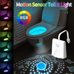 RGB Toilet Night Lights with Star Projector Motion Sensor Toilet Bowl Seat LED Night Lamp Waterproof Bathroom WC Backlight