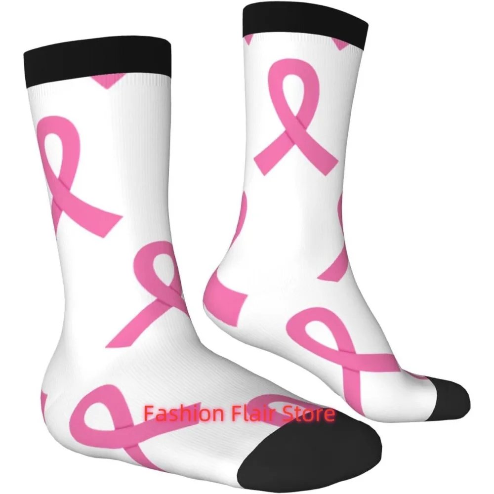 Breast Cancer Awareness Novelty Crew Socks Print Unisex Gifts Men Women