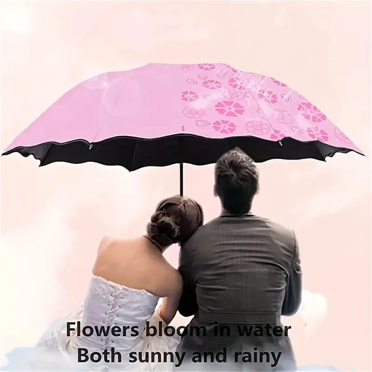 1 piece of manual 8-rib personality umbrella that blooms when exposed to water, sun-proof and rain-proof, portable and compact u