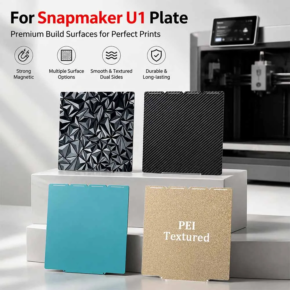 270x270mm Bauplatte für Snapmaker U1, doppelseitiges Heizbett-Federstahlblech, 3D-Drucker Ersatz-Druckbett-Zubehör