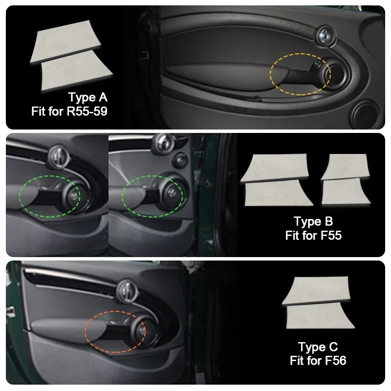 2Pcs/4Pcs Car Interior Door Handle Leather Sticker Italy Super Suede For Mini Cooper F56 F55 R55 R56 R57 R58 R59 Car Accessories