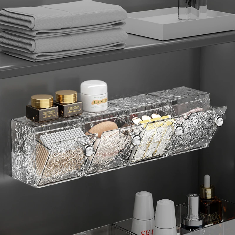 

Cotton Pad Storage Box Bathroom Storage Box Under The Mirror Cotton Swab Storage Box with Lid Lipstick Jewelry Organizer Box