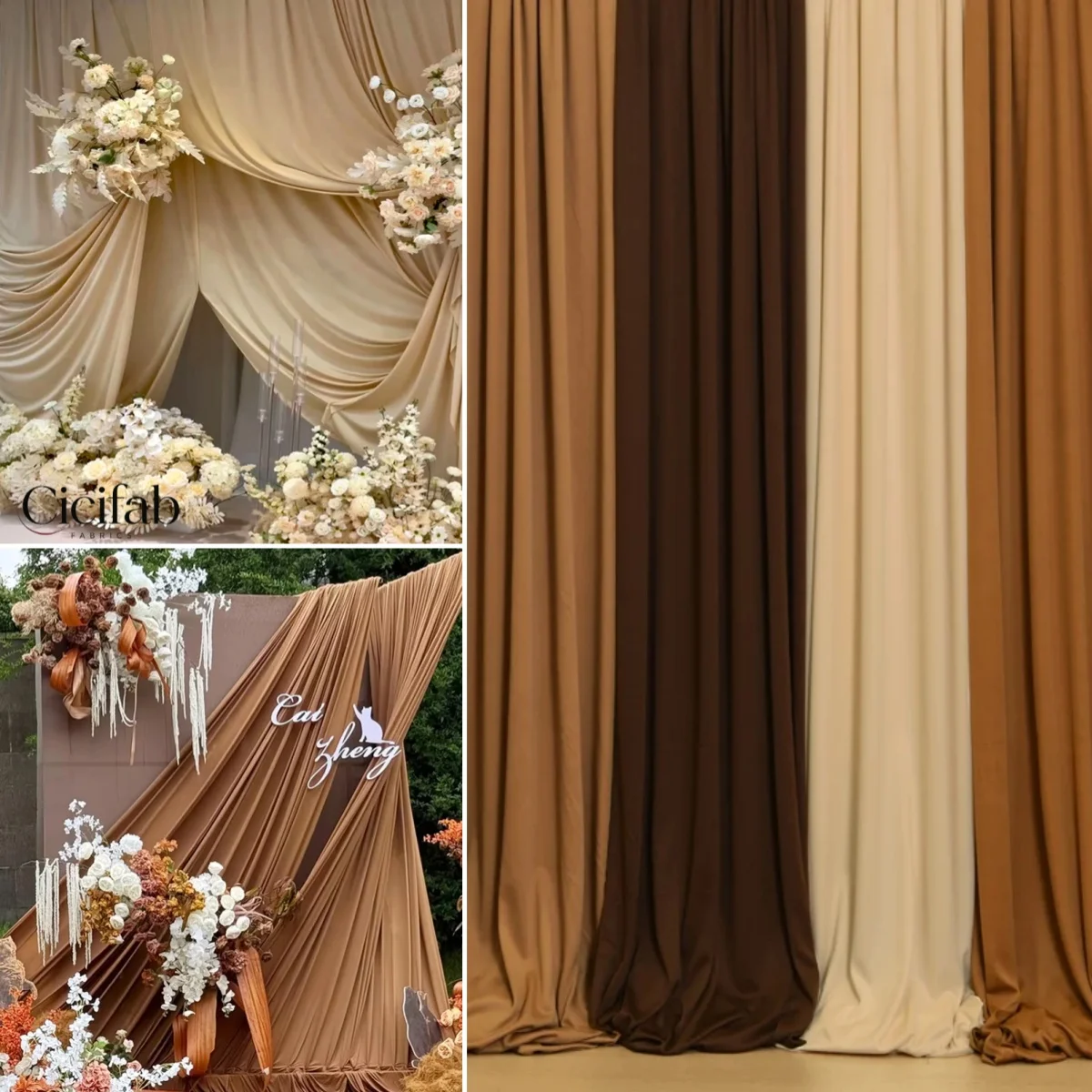 Caramel Brown Background Fabric Champagne Coffee Elastic Material Decorative Wedding Drapes Wedding Ceiling Panels