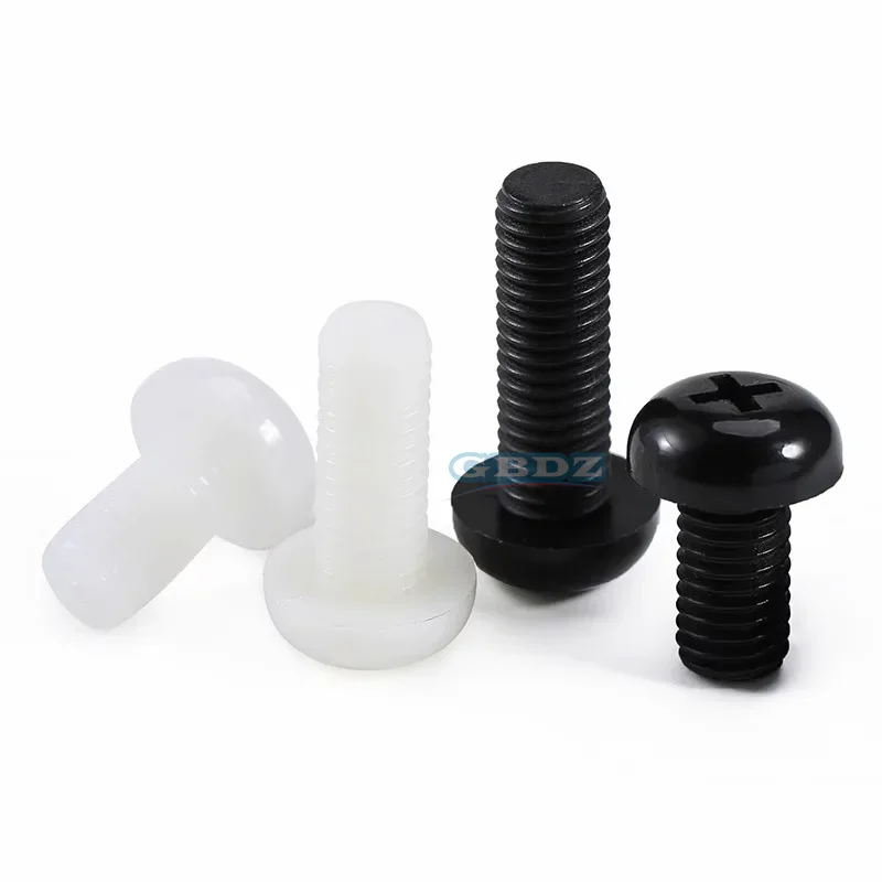 

M6-M8 Black Nylon Cross Shaped Round Head Screw Anti Slip And Anti Rust Furniture And Electrical Accessories 20/30/50pcs