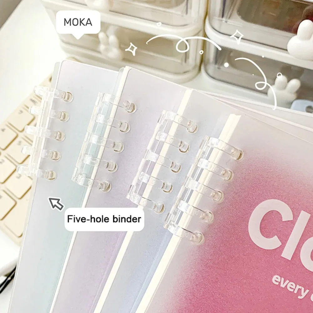 Simple Stationery A5/B5 Binder Notebook PVC Cover Horizontal Line Kawaii Loose-Leaf Notebook Gradient Color 60 Sheets