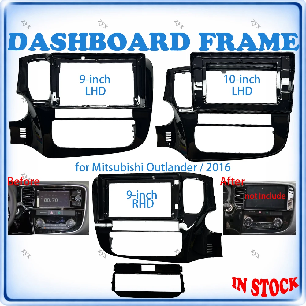 Car Radio Fascia Frame For Mitsubishi Outlander 2016 9/10 inch LHD/RHD With Canbus Decoder & Wiring Harness Car Accessories