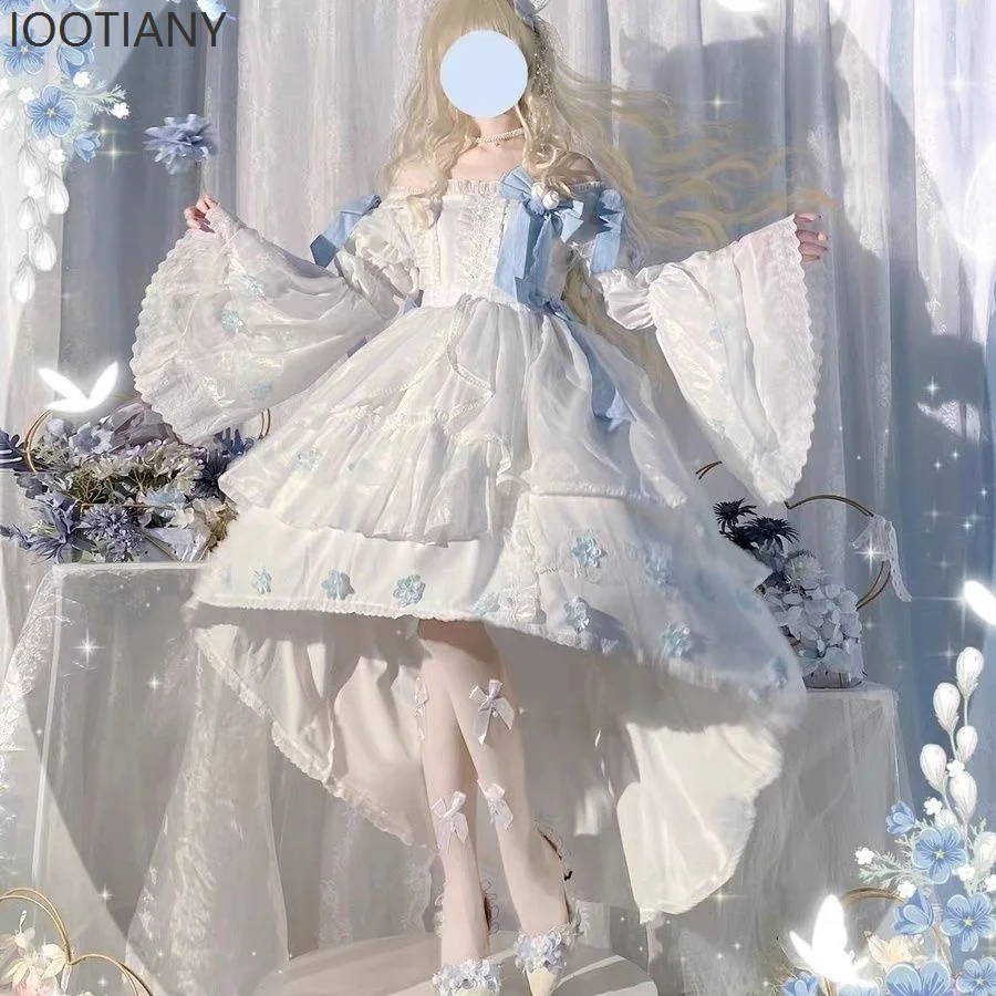 

IOOTIANY Victorian Retro Japanese Lolita Princess Dress Female Sweet Elegant Lace Bow Rose Fairy Dress Kawaii Evening Dress 2025