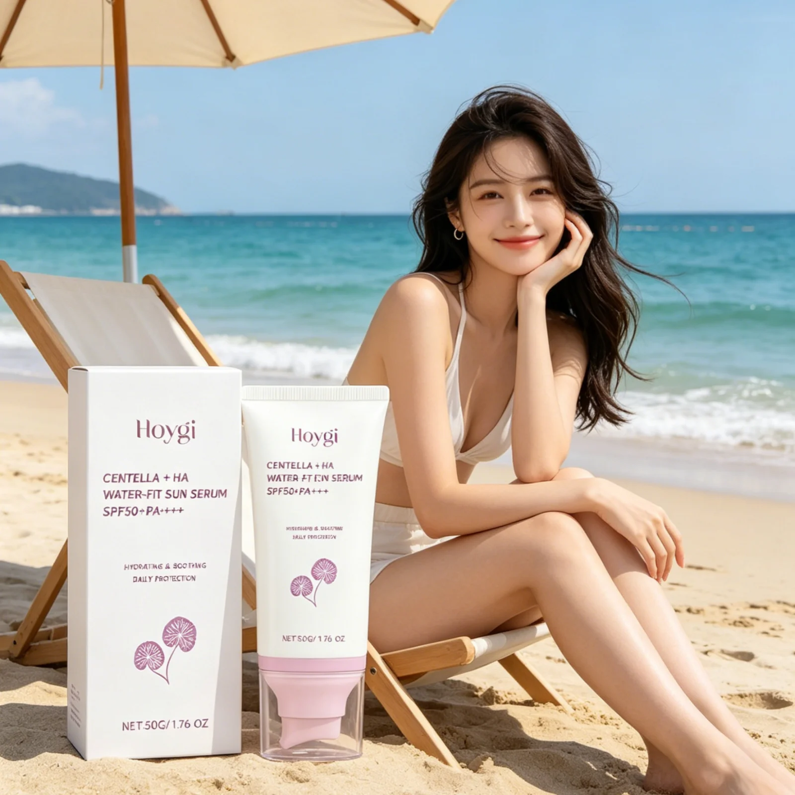 Hoygi Centella Asiatica Sunscreen Serum Long Lasting Sun Protection Refresh Lightweight Texture Non Greasy Sun Protection Cream