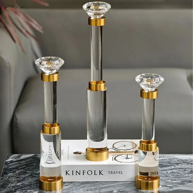 Diamond Shape Candle Holder Ornaments Transparent Glass Candlestick Desk Decoration Wax Melt Burner Home Aroma Container