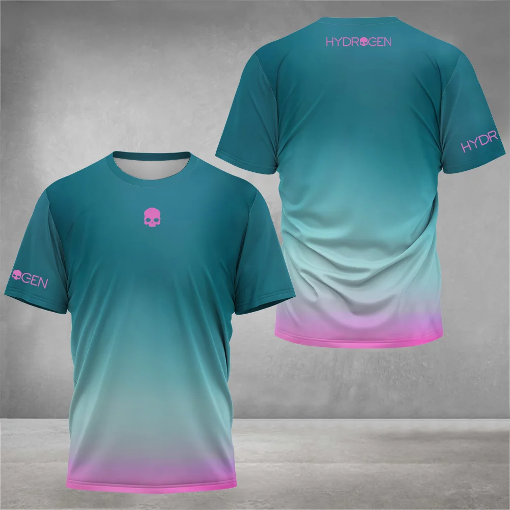 2024 Fashion Colourful 3D Print T Shirts Breathable Outdoor Running Badminton Short Sleeve Men's Loose Quick-Drying Tennis Tops