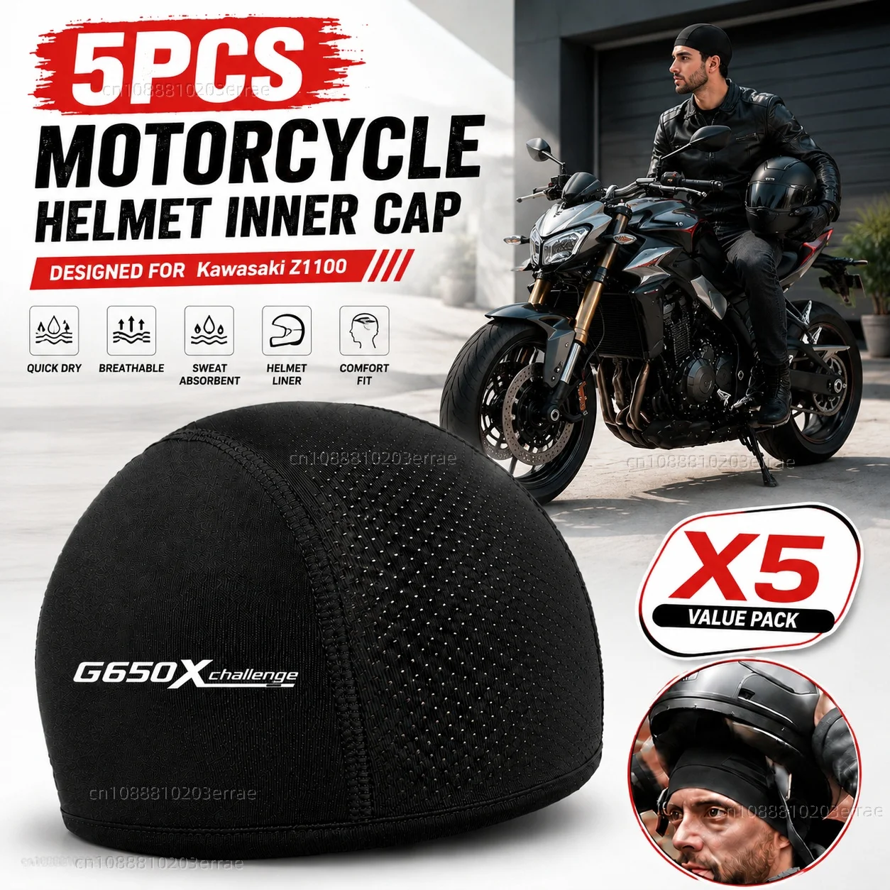 

5pcs Motorcycle Helmet Inner Cap Hat Quick Dry Breathable Hat Racing Cap Skull Cap Cooling Thin For BMW G650Xchallenge 2006-2012